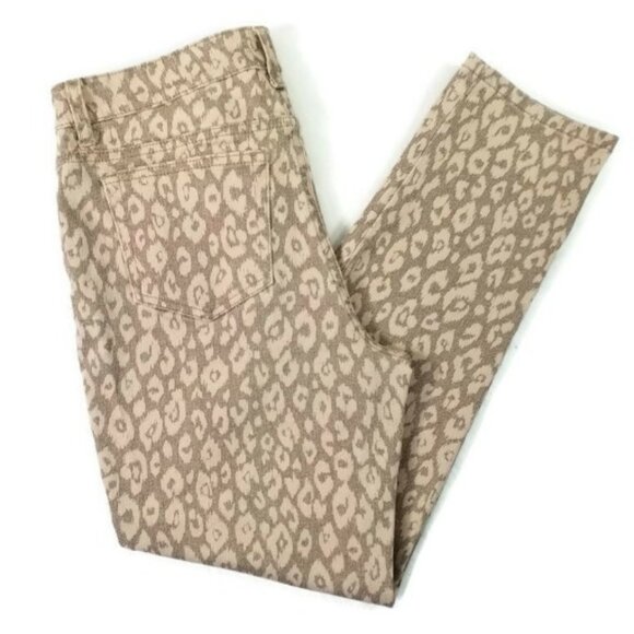 Boston Proper Pale Pink Gold Shimmer Animal Print Denim Jeans Womens 8 EUC - Picture 5 of 16